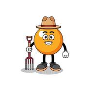 Cartoon mascot of ping pong ball farmer vector