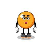 ping pong ball cartoon with fatigue gesture vector