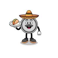 Character cartoon of button cell as a mexican chef vector