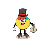 chart mascot illustration rich man holding a money sack vector