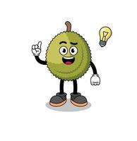 durian fruit cartoon with get an idea pose vector