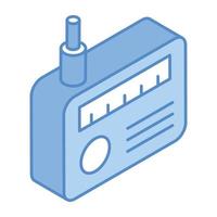 Old broadcasting device, an isometric icon of radio vector