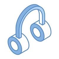 dispositivo para escuchar música, un icono isométrico de auriculares vector