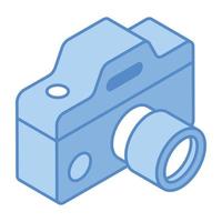 A modern isometric icon of digital camera vector