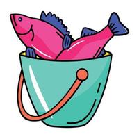 A high quality flat icon of fish bucket vector