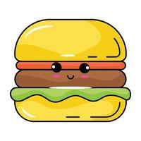 Look at this cute burger icon, flat vector