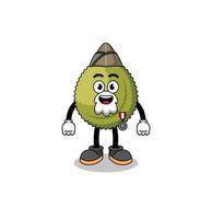 Character cartoon of durian fruit as a veteran vector