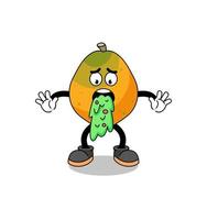 papaya fruta mascota dibujos animados vómitos vector