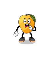 Character Illustration of mango fruit with tongue sticking out vector