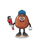 date fruit illustration cartoon as a plumber vector