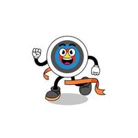 Mascot cartoon of archery target running on finish line vector