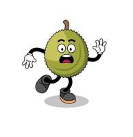 slipping durian fruit mascot illustration vector