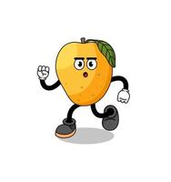 running mango fruit mascot illustration vector