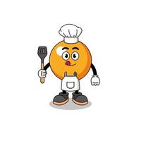 Mascot Illustration of ping pong ball chef vector
