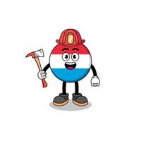 Cartoon mascot of luxembourg firefighter vector