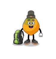 Illustration of papaya fruit mascot as a hiker vector