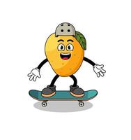 mascota de fruta de mango jugando una patineta vector