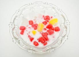 Mock Pomegranate in coconut syrup, sweet and delicious dessert. photo