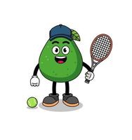 avocado fruit illustration as a tennis player vector