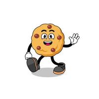 chocolate chip cookie cartoon walking vector