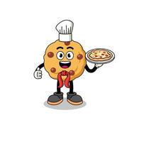 Illustration of chocolate chip cookie as an italian chef vector