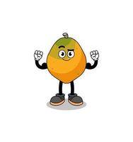 caricatura de mascota de fruta de papaya posando con músculo vector