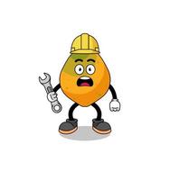 ilustración de personaje de fruta de papaya con error 404 vector