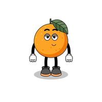 orange fruit cartoon couple with shy pose vector
