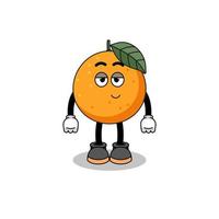 orange fruit cartoon couple with shy pose vector