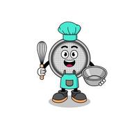 Illustration of button cell as a bakery chef vector