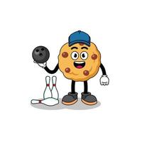 Mascot of chocolate chip cookie as a bowling player vector