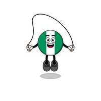 nigeria flag mascot cartoon is playing skipping rope vector