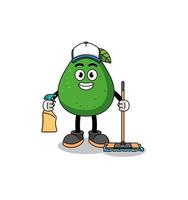 Character mascot of avocado fruit as a cleaning services vector