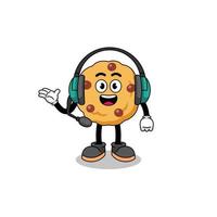 Mascot Illustration of chocolate chip cookie as a customer services vector