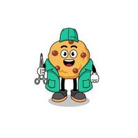 Illustration of chocolate chip cookie mascot as a surgeon vector
