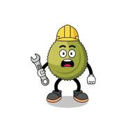 ilustración de personaje de fruta durian con error 404 vector