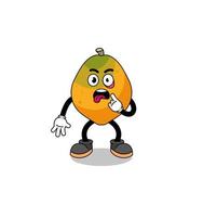 Character Illustration of papaya fruit with tongue sticking out vector