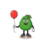 Cartoon of avocado fruit holding a balloon vector