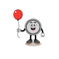 Cartoon of button cell holding a balloon vector