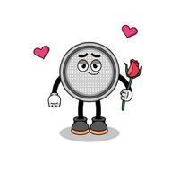 button cell mascot falling in love vector