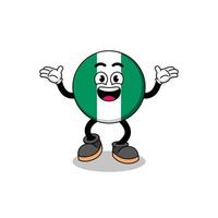 nigeria flag cartoon searching with happy gesture vector