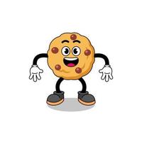 chocolate chip cookie cartoon with surprised gesture vector