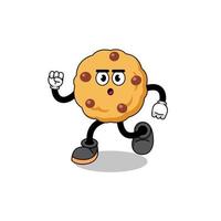 running chocolate chip cookie mascot illustration