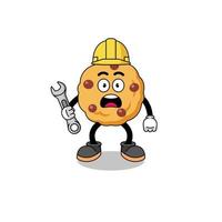 ilustración de personaje de galleta con chispas de chocolate con error 404 vector