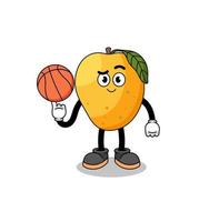 ilustración de fruta de mango como jugador de baloncesto vector