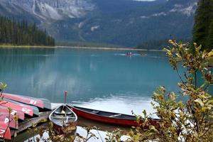 canoes at emerald lake photo