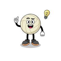 dibujos animados de voleibol con una pose de idea vector