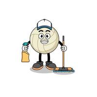 Character mascot of volleyball as a cleaning services vector