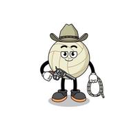 Character mascot of volleyball as a cowboy vector