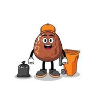 Illustration of date fruit cartoon as a garbage collector vector